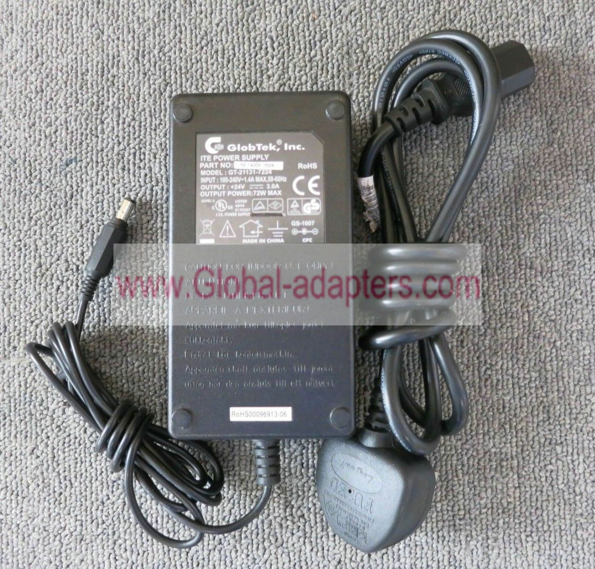 NEW GlobTek GT-21131-7224 24V 3A Laptop AC Power Adapter Charger 5.5*2.5mm